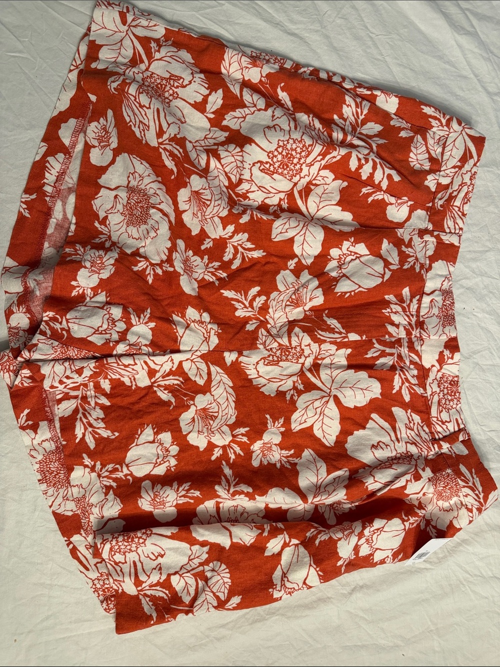 Old Navy Coral and White Floral Linen Shorts